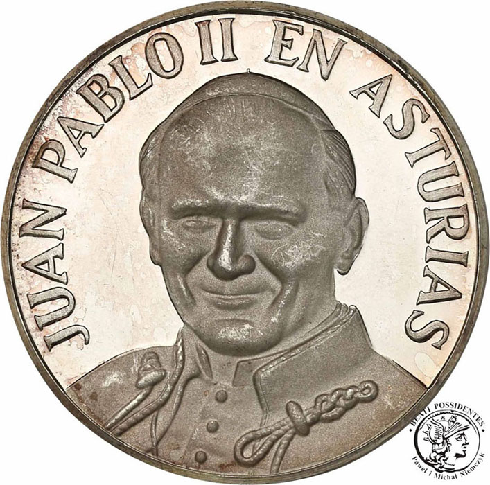 Hiszpania medal 1989 Jan Paweł II SREBRO st.L-