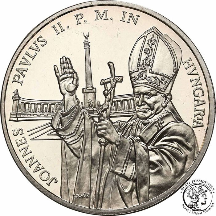 Węgry 500 Forint 1991 Jan Paweł II SREBRO st.L