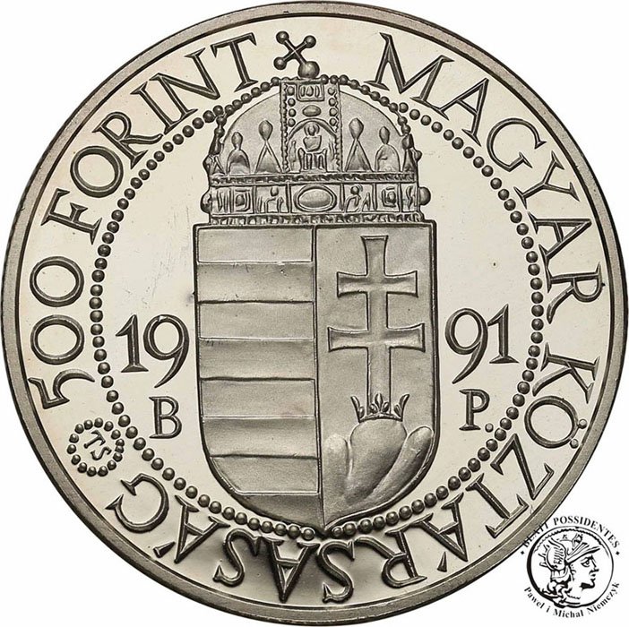 Węgry 500 Forint 1991 Jan Paweł II SREBRO st.L