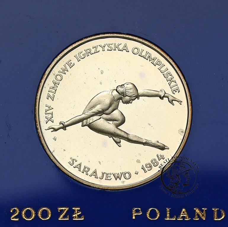 Polska PRL 200 złotych 1984 Oly Sarajewo st.L-