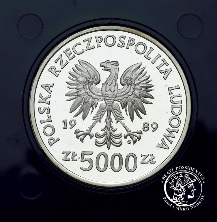 PRL 5000 złotych 1989 Jagiełło półpostać st.L