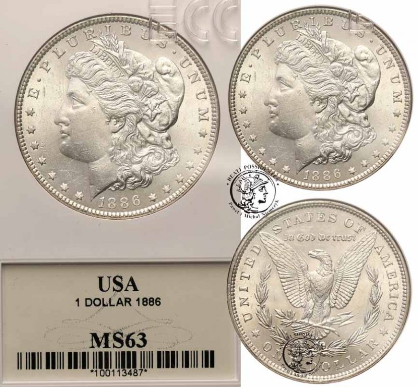 USA Morgan 1 dolar 1886 GCN MS63