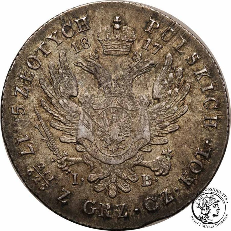 Polska 5 złotych 1817 Alexander I st.3+