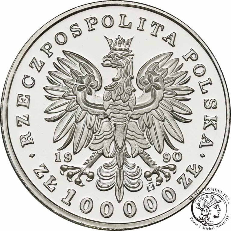 100 000 złotych 1990 Kościuszko mały tryptyk st.L