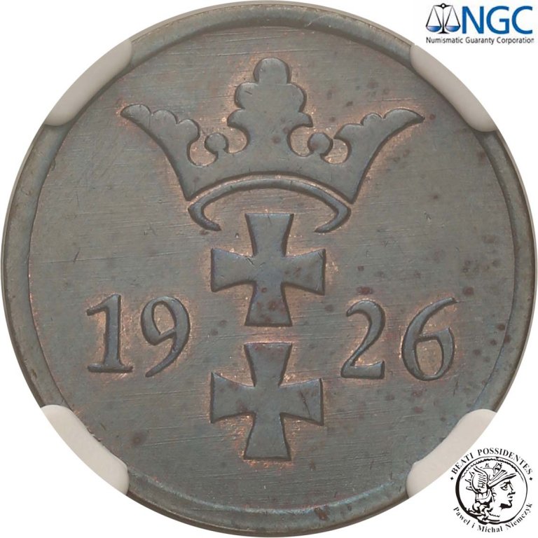 W. Miasto Gdańsk Danzig 2 fenigi 1926 NGC MS64 BN