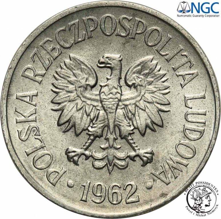 Polska PRL 20 groszy 1962 NGC MS66