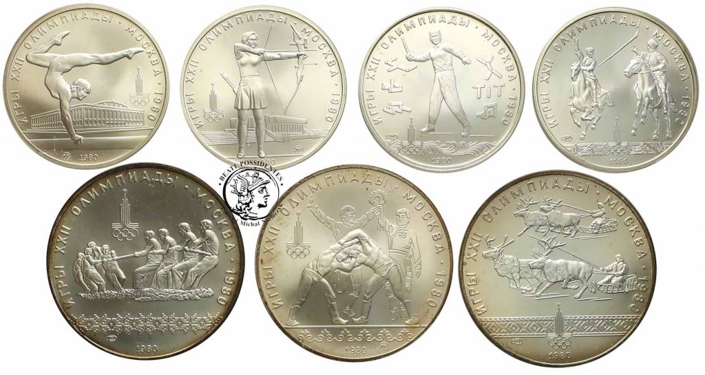 Rosja lot 8 monet XXII Olimpiada Moskwa 1980 st.1