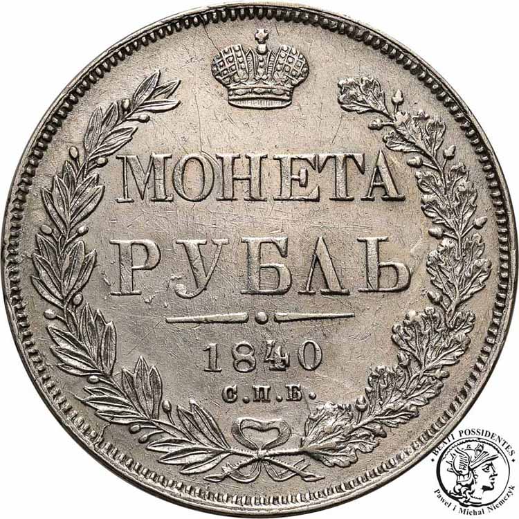 Rosja Rubel 1840 Mikołaj I Petersburg st. 3+