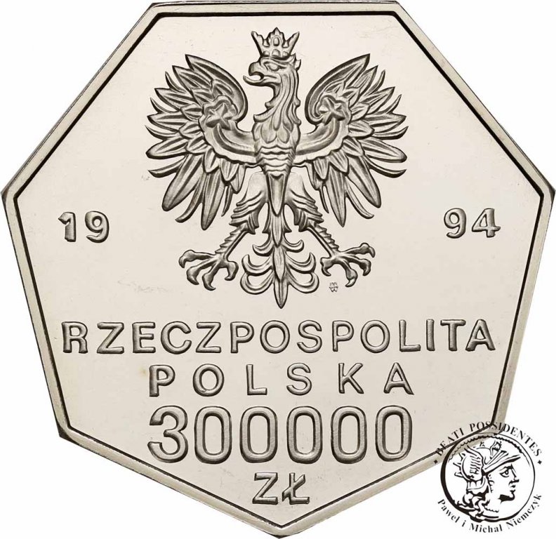 PRÓBA Nikiel 300 000 złotych 1994 Bank Polski stL-