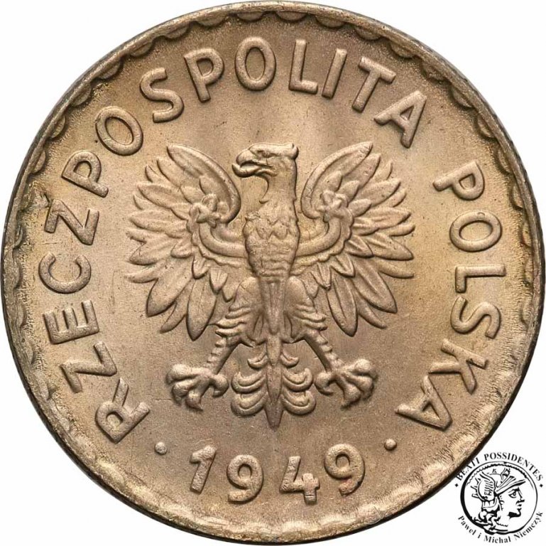 Polska PRL 1 złoty 1949 Miedzionikiel st.1/1-