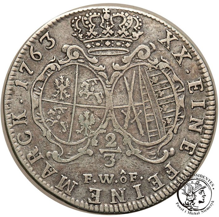 Polska August III Sas gulden (2/3 T) 1763 st.3