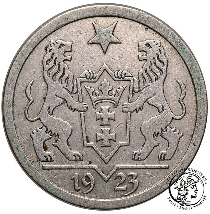Polska Wolne Miasto Gdańsk 2 guldeny 1923 st.3+