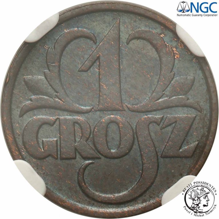 Polska II RP 1 grosz 1928 NGC MS62 BN