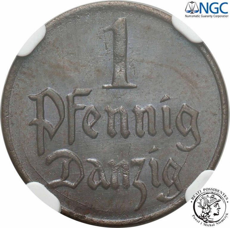 W.M. Gdańsk Danzig 1 fenig 1923 NGC MS64 BN
