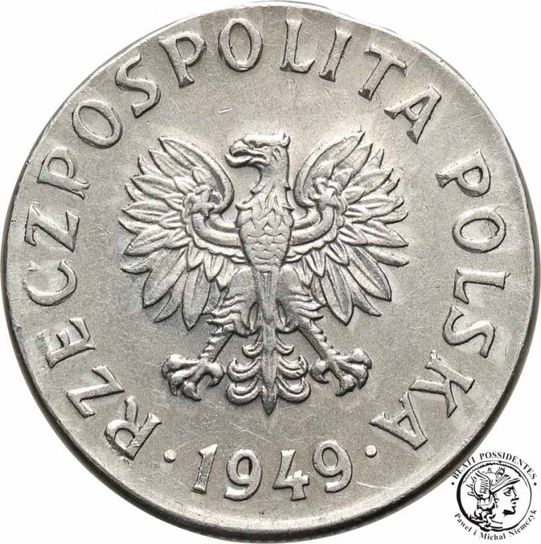 PRL 50 groszy 1949 DESTRUKT st. 3+