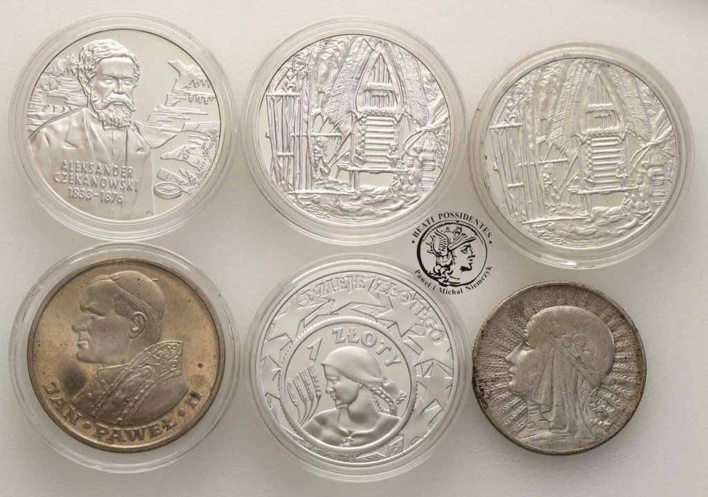 Polska monety srebrne lot 6 szt 1932-2004