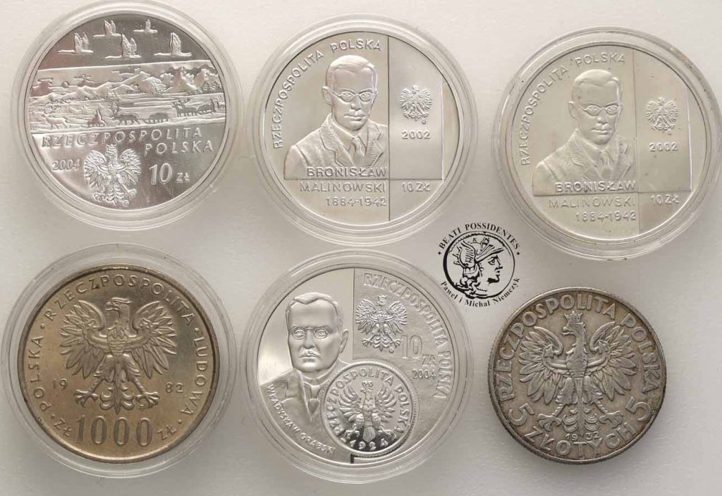 Polska monety srebrne lot 6 szt 1932-2004