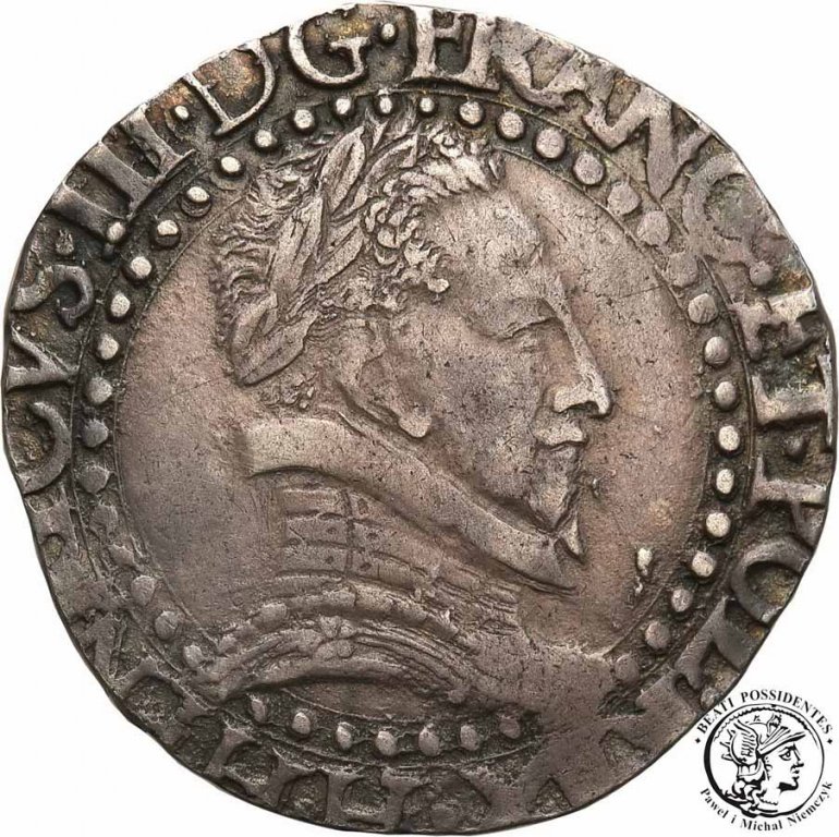 Polska/Francja Henryk Walezy 1/2 franka 1587H st3+