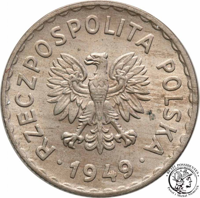 Polska PRL 1 złoty 1949 CuNi st. 2+/1-