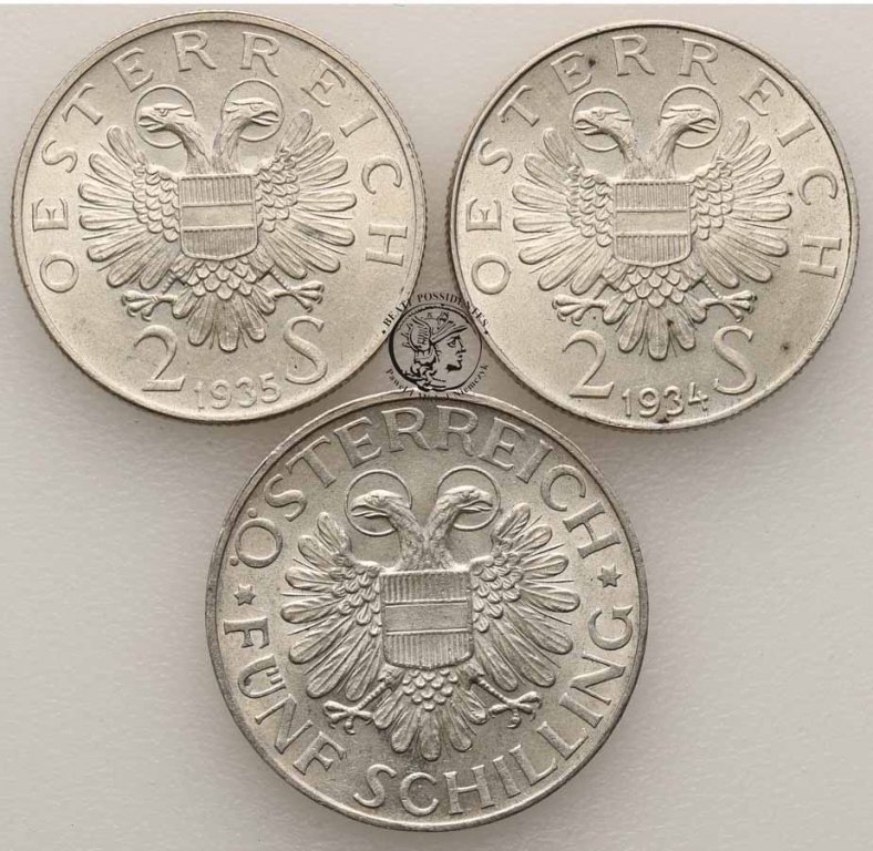 Austria monety srebrne lot 3 szt st. 2+