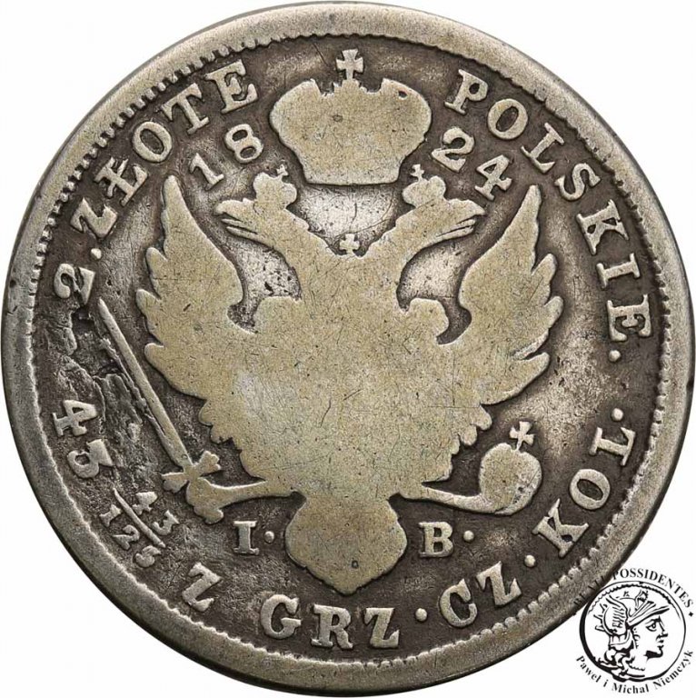 Polska 2 złote 1824 IB Aleksander I st. 4+/3-