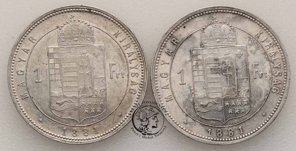 Węgry 1 Forint 1881 lot 2 szt st. 2