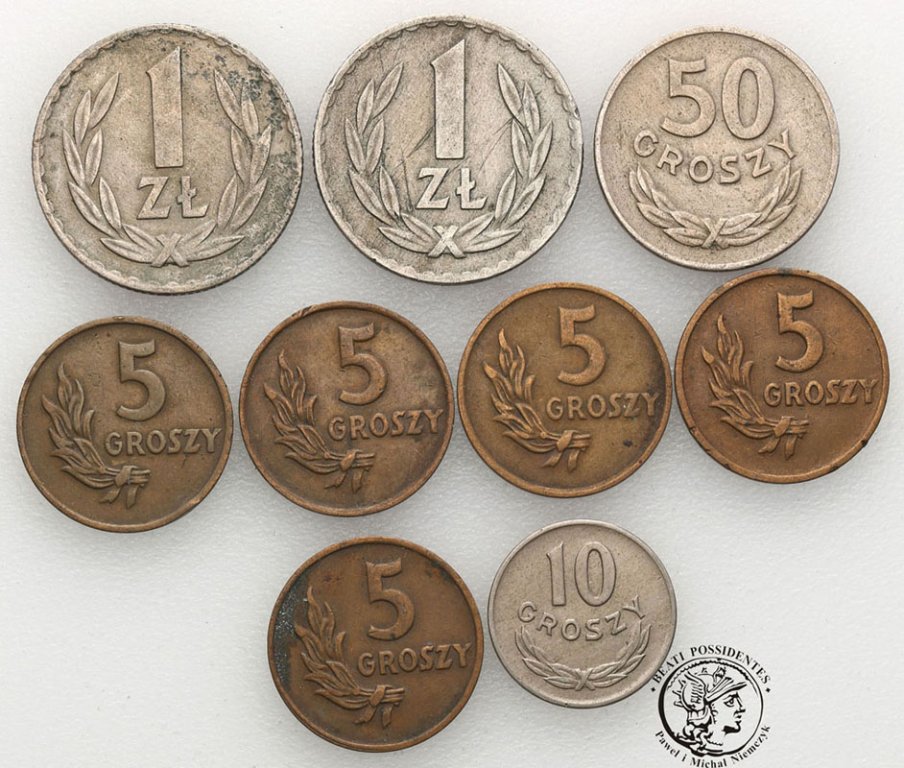 Polska PRL monety 1949 różne lot 9 sztuk st.3