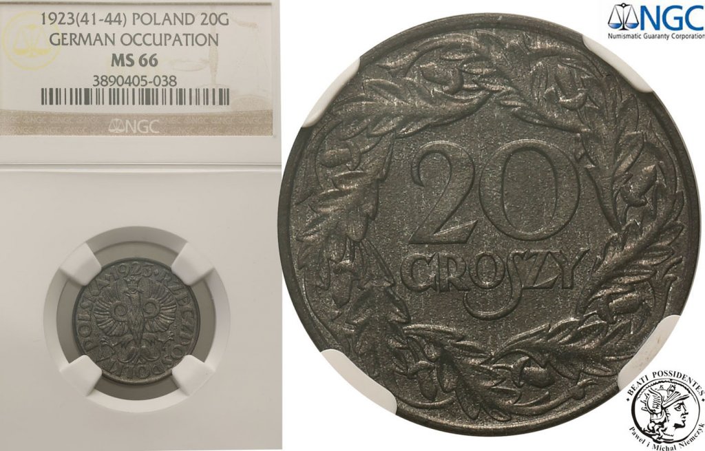 Polska Generalna Gubernia 20 groszy 1923 NGC MS66