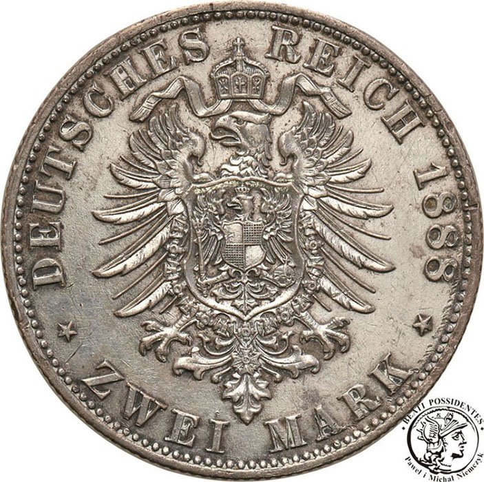 Niemcy Prusy 2 Marki 1888 A Friedrich III st.3+