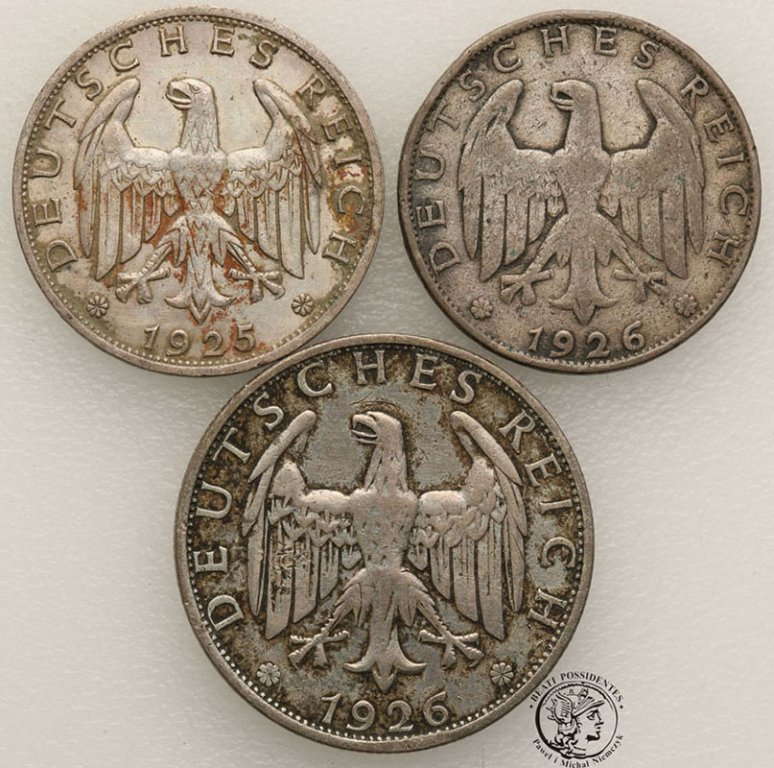 Niemcy Weimar marki srebrne lot 3 szt. st.3