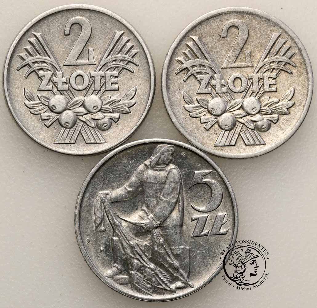 PRL zestaw 3 monet 2 złote i 5 złotych Rybak st.3+