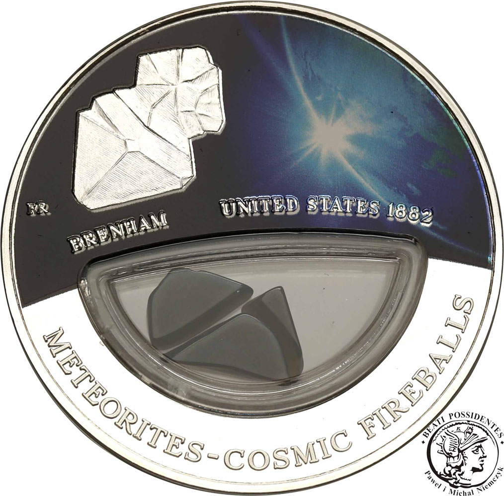 Fidżi 10 dolarów 2012 meteoryt Brenham SREBRO st.L