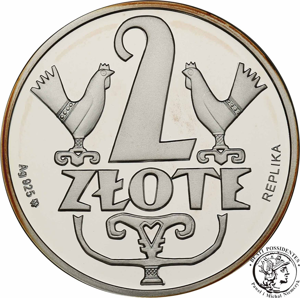 Polska 2 złote 1958 Kogutki REPLIKA 2012 st.L