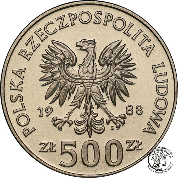 PRÓBA Nikiel 500 złotych 1988 MŚ Włochy st.L-