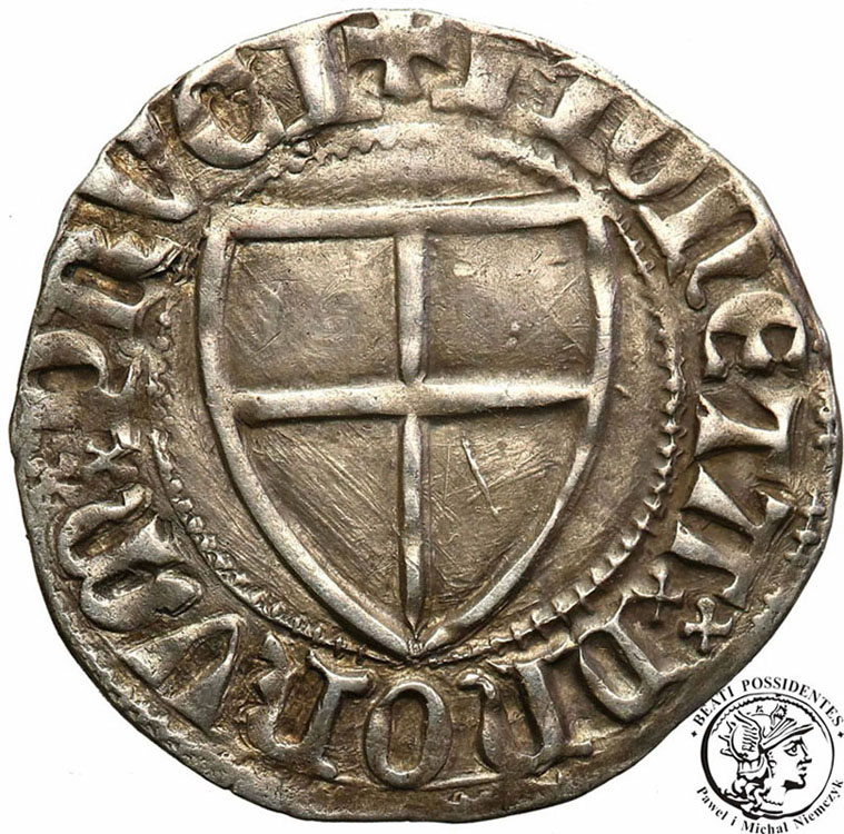 Zakon Krzyżacki szeląg Winrich 1351-1382 st.3+