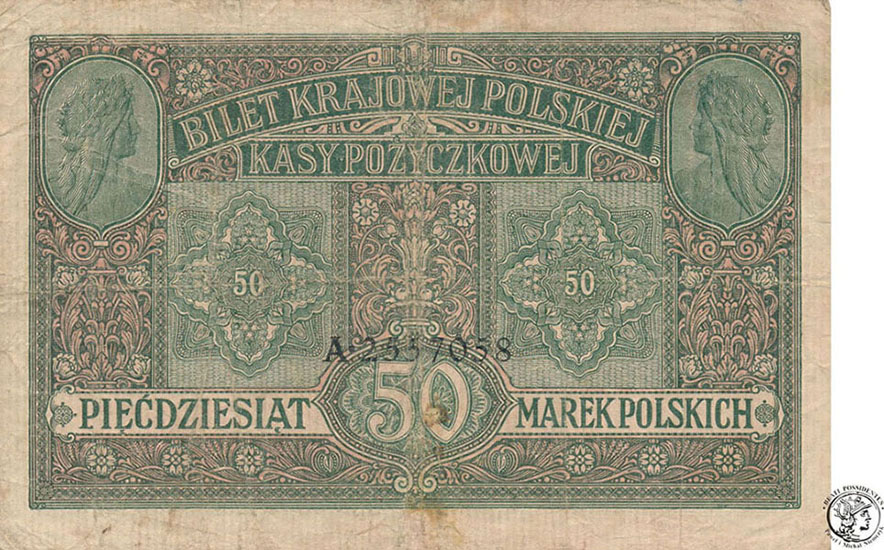 Banknot 50 marek polskich 1916 - JENERAŁ st. 3-