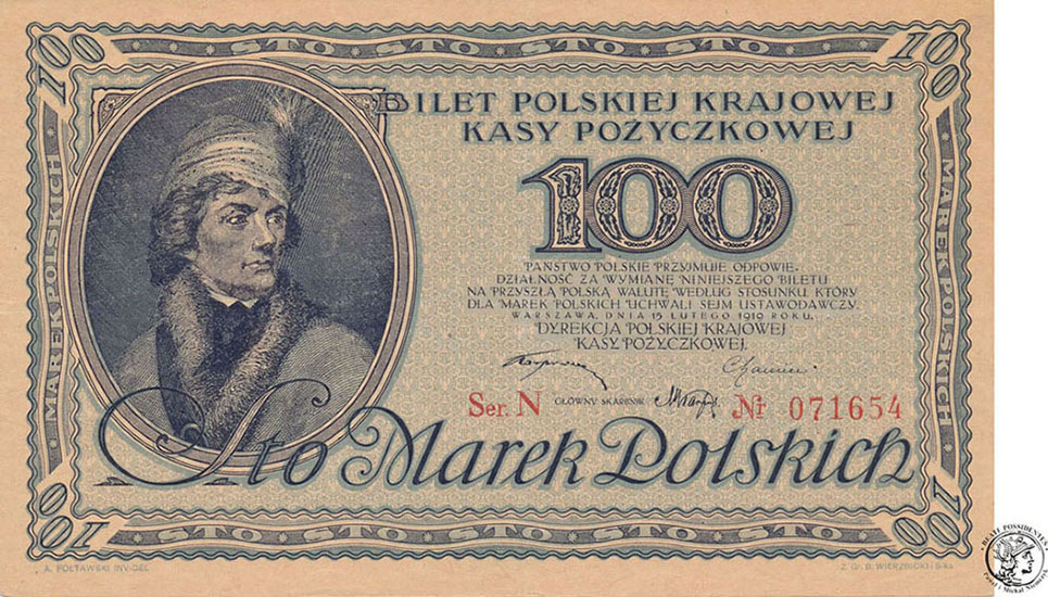 1000 marek polskich 1919 Kościuszko ser. N st. 1-