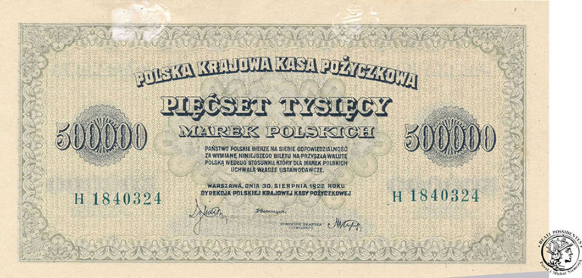 Banknot 500.000  marek polskich 1923 st. 2-