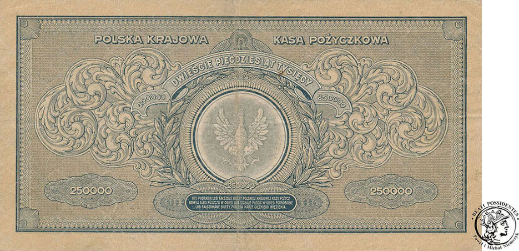 Banknot 250.000 marek polskich 1923 st. 3