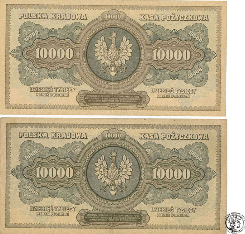 Banknoty Lot 2x 10000 marek polskich 1922 st. 2/2-