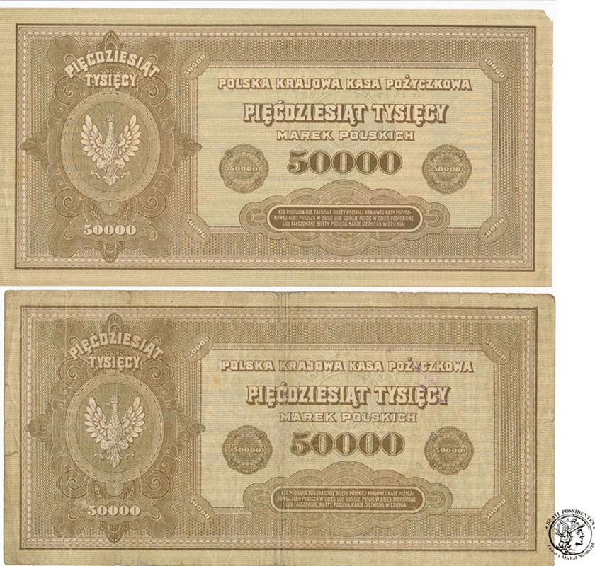 Lot Banknotów 2 x 50000 marek polskich 1922 st. 3