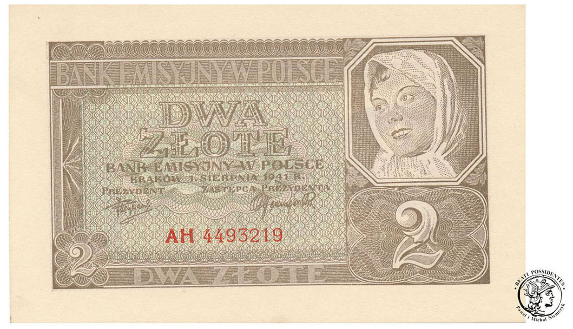 Banknot 2 złote 1941 seria AH - st.1 (UNC)