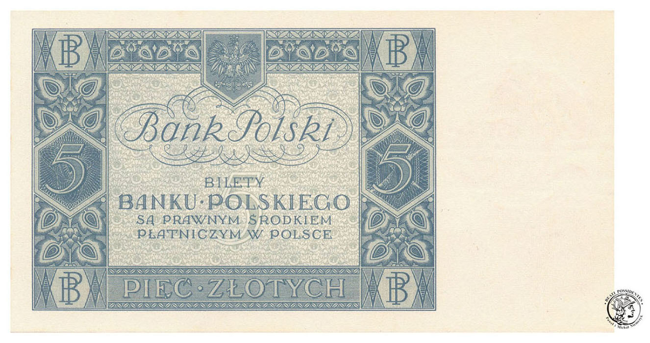 Banknot 5 złotych 1930 seria CN - st.1 (UNC)