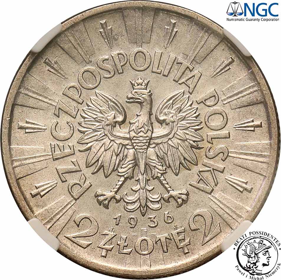 II RP 2 złote 1936 Piłsudski NGC UNC DETAILS