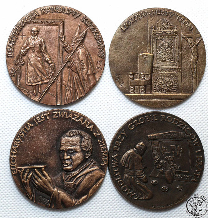 Polska medale Jan Paweł II pielgrzymki 4 szt st. 1