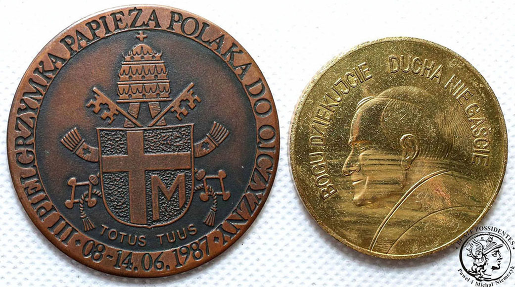 Polska medale Jan Paweł II pielgrzymki 2 szt st. 1