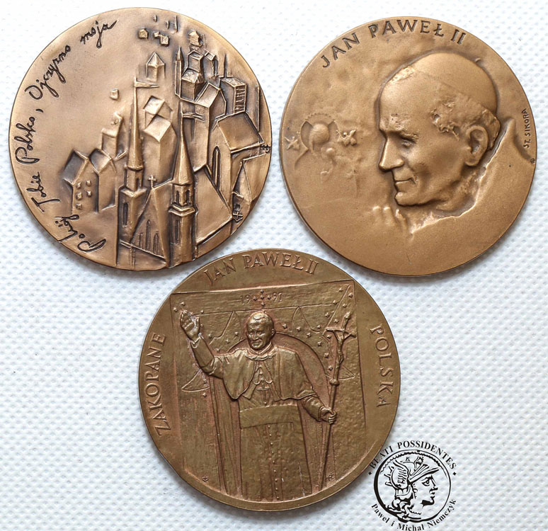 Polska medale Jan Paweł II pielgrzymki 3 szt st. 1