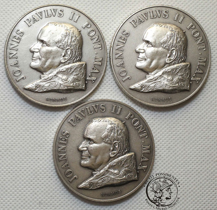 Włochy medale Jan Paweł II pielgrzymki 3 szt st. 1