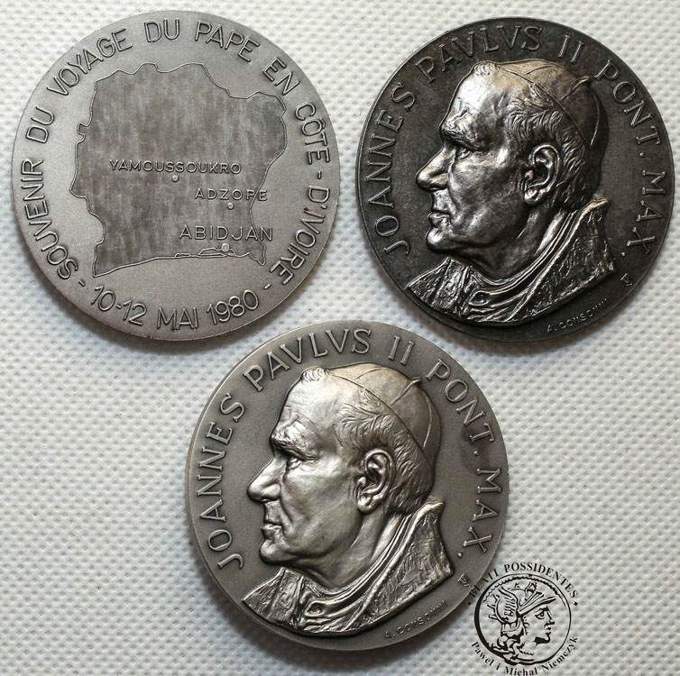 Włochy medale Jan Paweł II pielgrzymki 3 szt st. 1