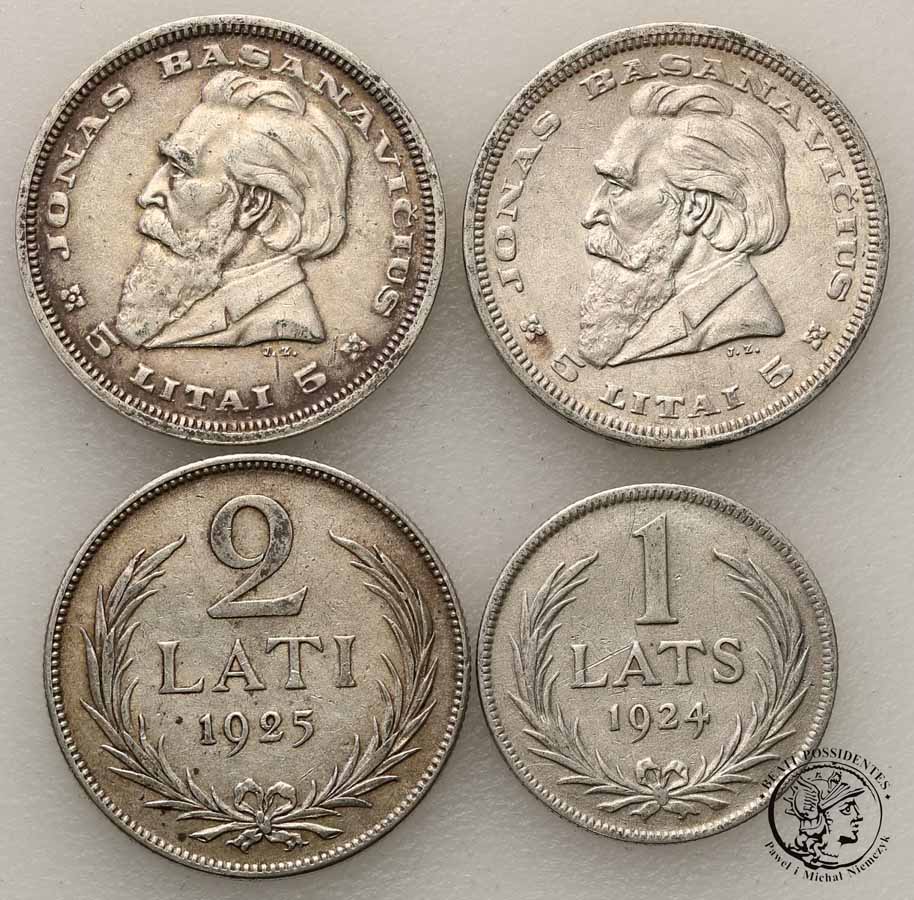 Litwa 1+2+5 litów srebro lot 4 szt st. 3/3+